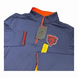 Chicago Bears Antigua 1/4 Zip Pullover Mens M Navy Orange NFL Stretch Jacket NWT